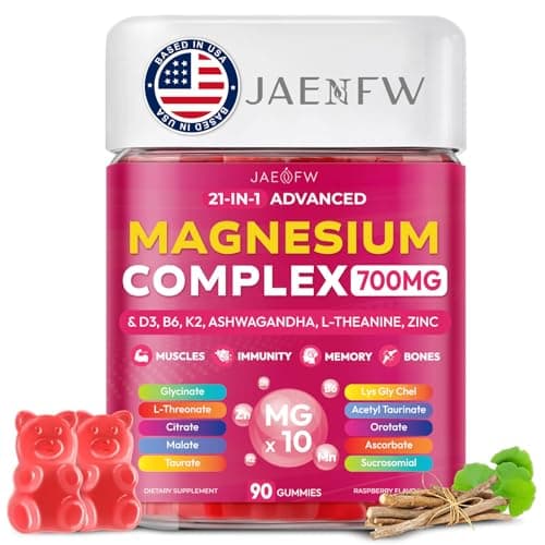 Magnesium Glycinate Gummies 700MG - 21-in-1 Advanced Magnesium Supplement with Ashwagandha, L-Theanine, Zinc, Vitamin - Sugar Free Magnesium Gummies for zzZ, Focus & Relaxation, for Women, Men & Kids - Image 1