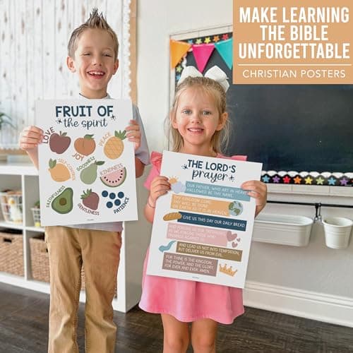 Hadley Designs Sunday School Decorations for Classroom – 9 Bible Posters for Kids, 11x14in Books of the Bible Poster, 10 Commandments, Fruits of the Spirit & More – Boho Christian Classroom Decor - Thumbnail 2