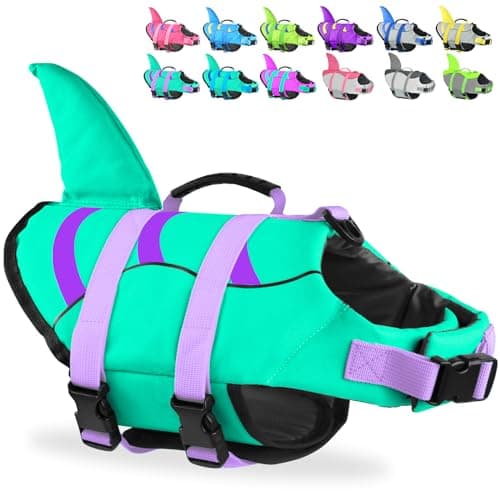 Fragralley Shark Dog Life Jacket, Easy to Put on Dog Life Vest for Swimming and Boating, Vibrant & Adjustable Dog Life Preservers for Small Medium Large Dogs, Suit to Swim, Fish, Beach, Surfing - Image 1