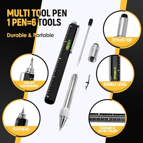 BIIB 6 in 1 Multitool Pen, Mens Gifts for Dad Boyfriend Husband, Anniversary Birthday Father‘s Day Gifts for Men, Gift for Men Who Have Everything, Dad Gift from Daughter Son, Cool Tools Gadgets - Thumbnail 3