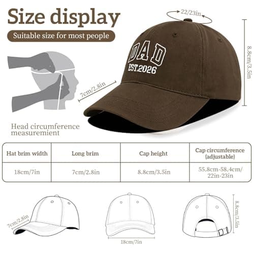 Skdgih Dad Est 2026 Hat | Pregnancy Announcement Gifts for Couple | Parents to Be Birthday Gifts New Mom & Dad - Thumbnail 2