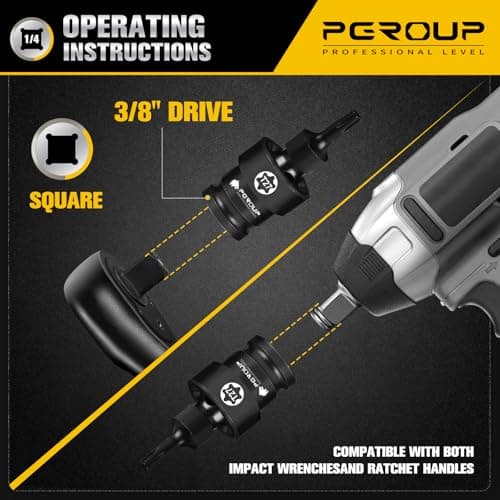 Pgroup 7PCS 3/8" Drive Universal Swivel Impact Torx Socket Set, T20-T50, CR-MO Wobble Star Sockets With Hanging Bracket for Dead Angles, Auto Repair, Mechanical Maintenance - Thumbnail 4