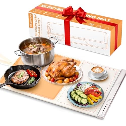 Electric Food Warming Mat with Dual-Zone Temp Control, Rollable Silicone