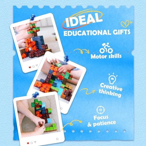 Magnetic Blocks-Build Mine Magnet World Dino Edition, Dinosaur Toys Magnet Building Blocks Jurassic Scenes Kids Toys for Boys 3-5 4-6 6-8 Magnetic STEM Construction Sensory Toddler Kids Games - Thumbnail 3