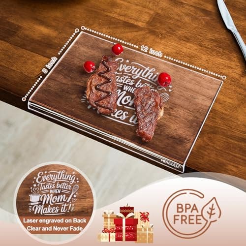 Mom Birthday Gifts from Daughter Son - Engraved Acrylic Cutting Board with Counter Lip Clear Countertop Protector Cooking Gift for Mom Mother Birthday Christmas Presents Aesthetic Kitchen Decor - Thumbnail 4