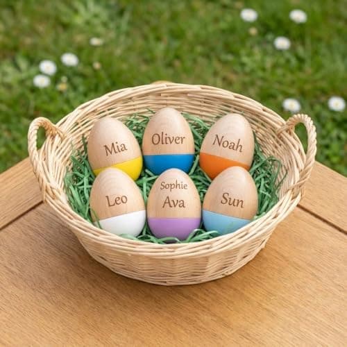 Personalized Wooden Eggs Musical Shakers 2026 – Natural Beech Wood with Free Engraving for Kids, Easter Basket Stuffers,, Sensory Toys for Boys Girls - Thumbnail 6