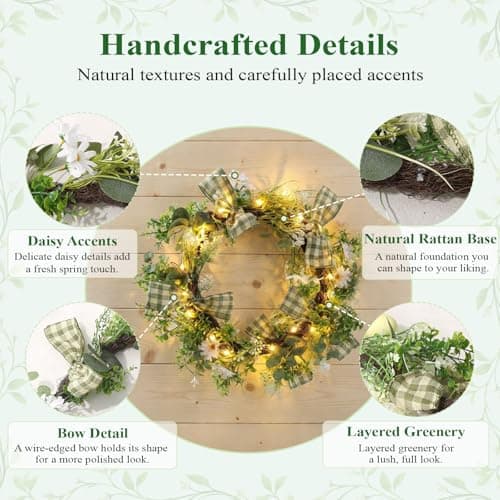 Presentastic 6ft Easter Garland Decorations, 2-in-1 Easter Garland-to-Wreath for Mantel, Fireplace with 18 Pastel Eggs, LED Lights and Storage Bag, Easter Decor for Front Door, Window, Table, Entryway - Thumbnail 3