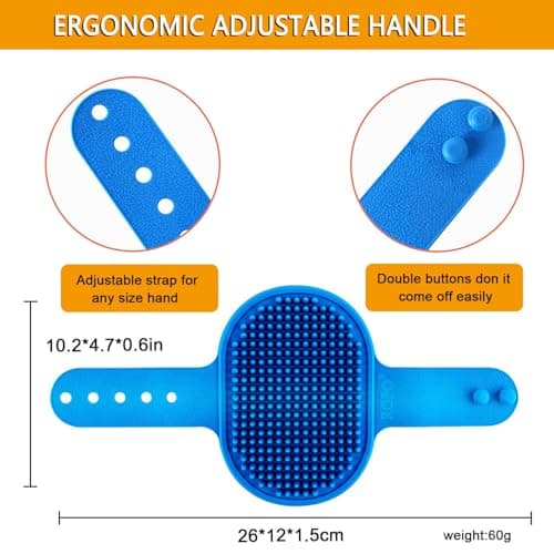 ROPO Dog Bath Brush, Dog Shampoo Brush With Adjustable Ring Handle Long Bristles, Upgraded Version Anti-Slip Back & Strap, Pet Grooming Brush for Dogs & Cats 2pcs - Thumbnail 5