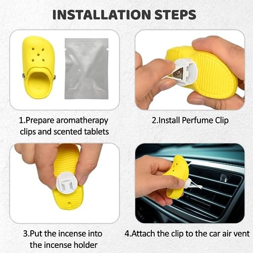 ZJCAHXJ 1 Pack Cute Car Air Freshener,Shoe Shape Cars Vent Clips with 2PCS Refills Solid Fragrance Replacement Pads Car Decor Perfume Clip Cars Interior Accessories for Men/Women（Pink） - Thumbnail 5