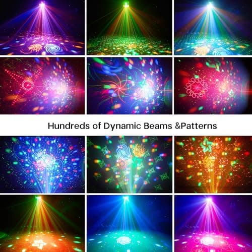 3-in-1 DJ Party Lights - 11.82" Large Professional Stage Light with DMX512, 40" Long Power Cable, Sound Activated Strobe Effects, RGB LED Projector with Remote for Club, Wedding, Bar - Thumbnail 5