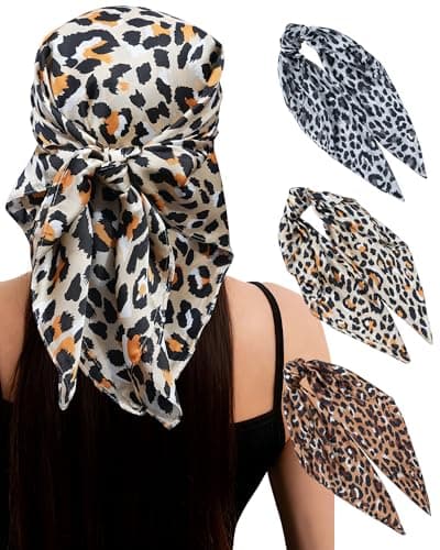 Secroma 3Pcs Head Scarf for Women，Satin Neck Scarfs, Silk Feeling Scarf