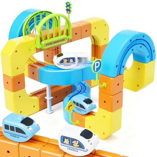 Electric Train Set Cube Track for Kids Ages 4-8, Infinity Racer 3D Train for Toddlers, Track Fusion Building Toy with Anti Gravity Race Track, STEM Learning Fun Gift for Boys Girls, Include 2 Trains - Image 1