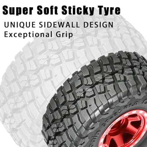 RcThjia 1.0 Beadlock Wheel Soft Tire Set RC Upgrade Part for Traxxas 1/18 TRX4M 1/24 RC Crawlers car Axial SCX24 FMS FCX24 Gladiator Bronco C10 JLU Deadbolt B17 Upgrade.(4Pcs/Set) - Thumbnail 3