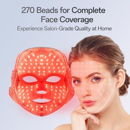 Red Light Mask for Face, 7 Color Red Light Facial Masks, At-Home Facial Care Device, Portable, Cordless, and Rechargeable - Thumbnail 6