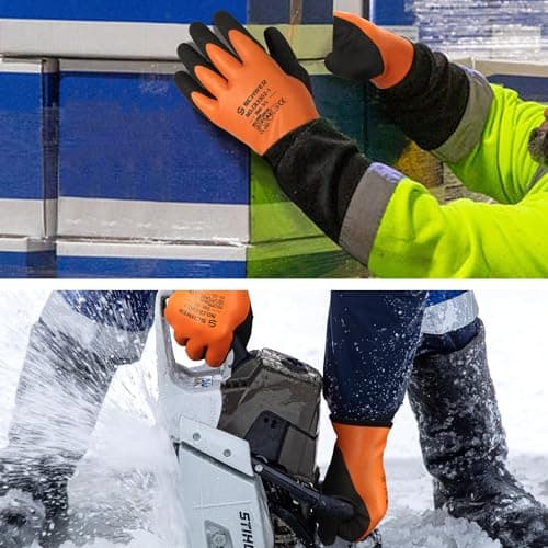 Schwer 2 Pairs 100% Waterproof Winter Work Gloves, ANSI A2 Cut Resistant Freezer Gloves for Outdoor Cold Weather Keep Hands Warm, Thermal Insulated Gloves for Shoveling Snow, Ice Fishing, XL - Thumbnail 6