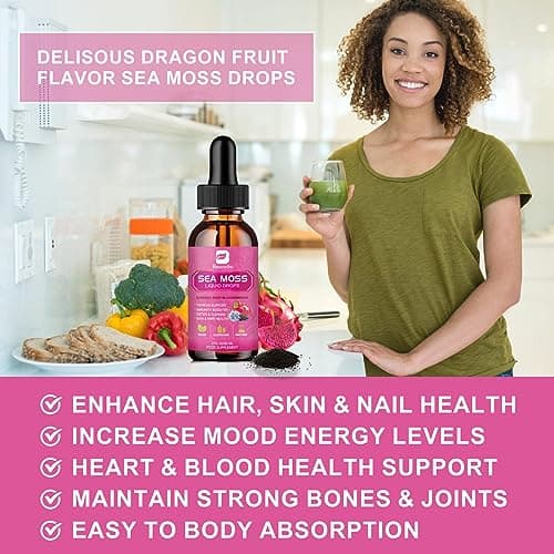 Sea Moss Liquid Drops - Organic Irish Sea Moss with Black Seed Oil, Burdock Root, Bladderwrack, Elderberry, Vitamin C, D3 | 6X Stronger Seamoss Support Immune, Energy, Digestive, Hair Health - Vegan - Thumbnail 4