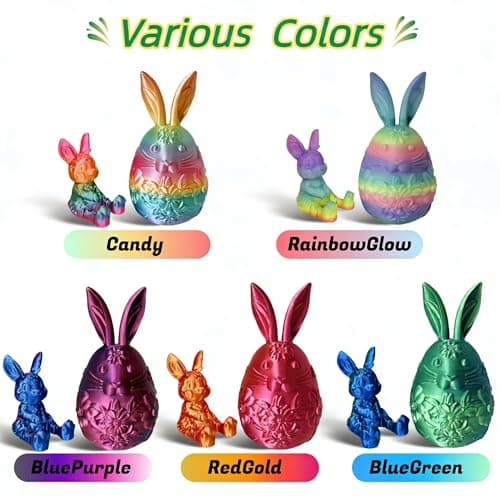JimZePong 3D Printed Easter Eggs with Bunny Inside, Prefilled Easter Bunny Egg Alternative, 3D Printed Articulated Rabbit Surprise Egg for Easter Hunt, Baskets & Spring Decor (1Egg，1Bunny) - Thumbnail 4
