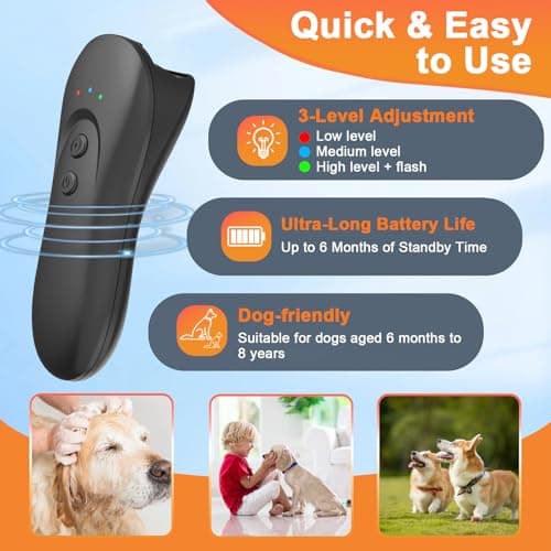 SILENTPAL Dog Bark Deterrent Device,Anti-Barking Device,Up to 15Ft Long Range & Rechargeable Bark Control,Stop Barking Dog Devices,Safe for Dogs Training,Indoor & Outdoor（Black） - Thumbnail 2