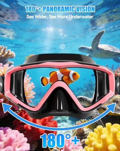 Aegend Snorkeling Diving Mask for Adult Youth Kids - Snorkel Gear 180° Panoramic View Leakproof Comfort, Perfect for Snorkeling, Freediving & Swimming (Black & Pink-2 Pack, Adult) - Thumbnail 3