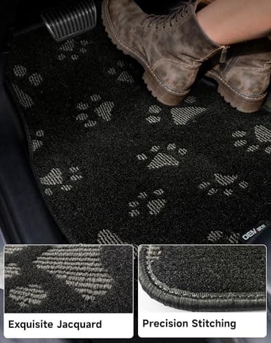 Universal Fit Waterproof Cute Dog Paw Car Floor Mats, Anti-Slip Backing & Adorable Paw Print Design, All Weather Car Mats, Automotive Floor Mats, Full Set of 4 (Gray) - Thumbnail 2