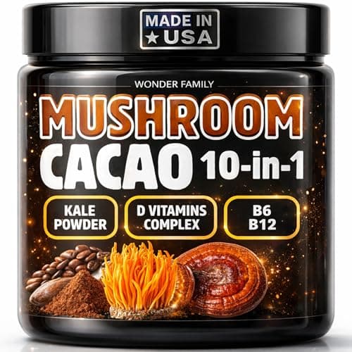 Instant Mushroom Powder 10:1 – Cordyceps Mushroom Supplement with Reishi, Chaga & Shiitake – Caffeine-Free Nighttime Drink with B6, B12, D + Probiotics – Best Mushroom Coffee Organic Blend (Sweet) - Image 1