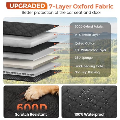CUIOFREE Dog Seat Cover for Back Seat Hard Bottom,Holds 500 lbs,Waterproof Dog Car Seat Cover for Back Seat Extender,Scratch-Proof Pet Hammock for Car,SUV,Truck - with Mesh Window & Storage,BlackOR - Thumbnail 3