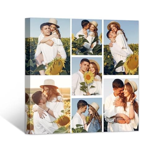 GagetElec Custom Canvas Prints with Your Photos, Personalized Canvas Wall Art, Customized Photo Collage for Wall Decor, Personalized Photo Gifts for Couples, Family, Pet & Valentines (7 Photos) - Image 1