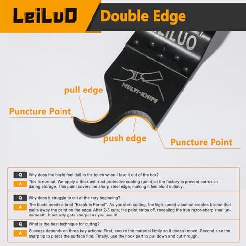 LEILUO 6 Pcs Oscillating Multi Tool Hook Knife Blade for Carpet Roof Shingles Soft Materials Universal Oscillating Tool Accessory with Storage Bag Compatible with DeWalt Dremel Milwaukee and More - Thumbnail 3