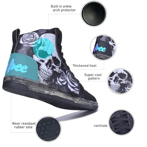GXZUORUI Motorcycle Shoes for Men, Breathable Anti-Slip Casual Motorcycle Riding Shoes Motocross Protective Boots with Side Zipper, Ankle Support Footwear (Black, Adult, Men, 7, Numeric, US Footwear Size System, Medium) - Thumbnail 6