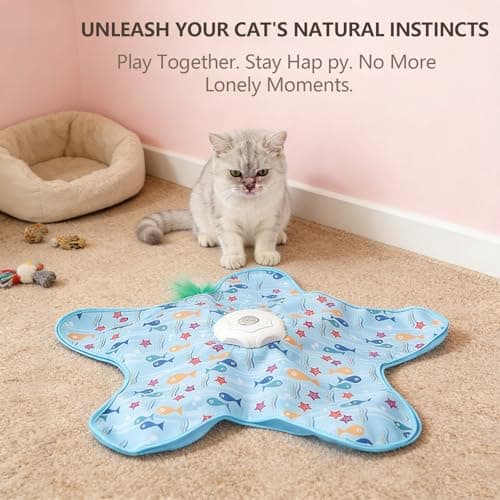 EGBULL Automatic Cat Toy Interactive Hide and Seek Cat Toy Electric Cat Toy with Feather Wand Mouse Sounds Touch Activated USB Rechargeable Kitten Toys for Indoor Cats Self Play Hunting Exercise - Thumbnail 3