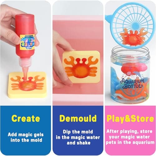 Magic Water Elf Toy Kit - Crafts Kit for Kids - Magic Gel Water Pets with Aquarium Bottle - Make Your Own Squishies Crafts Toys - Kids Christmas Birthday Gifts Party Favor for Girls Boys Ages 3+ - Thumbnail 2
