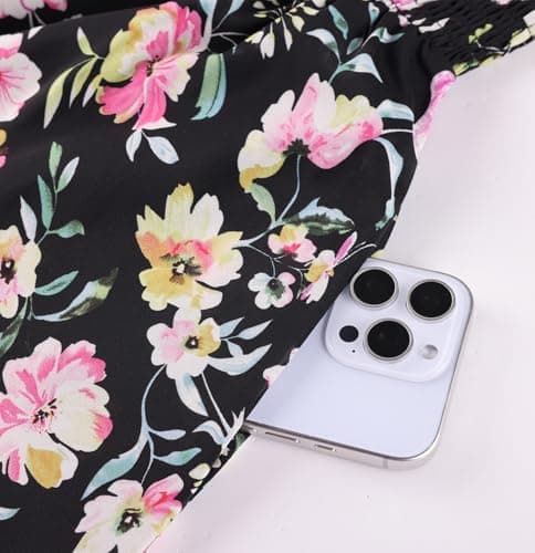 GRACE KARIN Womens Summer Floral Maxi Dress 2026 Flowy Wedding Guest Dress A Line Boho Dresses Fashion Clothing with Pockets Black Pink Floral XL - Thumbnail 6