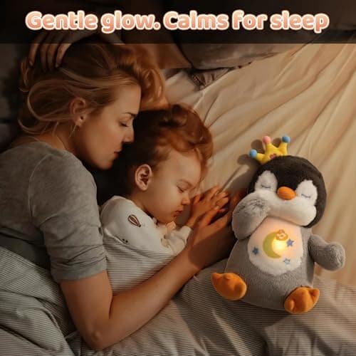 FATIRO Breathing Stuffed Animal, Soothe Snuggle Penguin Plush for Anxiety, Breathing Buddy with Interactive Realistic Breathing Motion & Gentle Snoring Plush for Babies Kids and Adults (Penguin) - Thumbnail 3