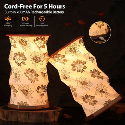ZBOLE Birthday Flower Folding Rotating Lamp - December Christmas Rose, Rechargeable Folding Paper Light, Elegant Gift Box – Ideal Anniversary, Birthday Gift for Women, Mom, Sister, Grandma - Thumbnail 3