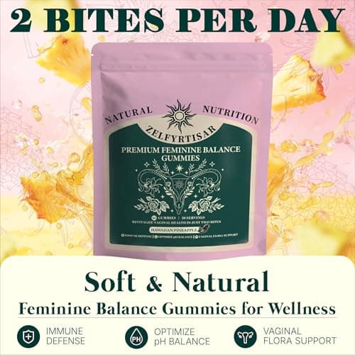 Zelfyrtisar Vaginal Probiotic Gummies - Pineapple Probiotic Gummies for Women Vaginal Health Support, Sugar Free Vegan Womens Vitamins with Vitamin C, pH Balance for Women, 60 Gummies 30 Day Supply - Thumbnail 2