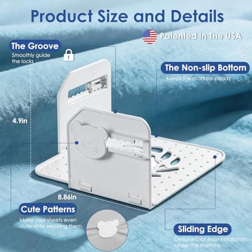The Original Patented Bed Sheet Holders for Corners, Heavy Duty ABS Bed Sheet Straps with Anti-Slip Pads & Lock Clips, Keep Sheets Tight & Secure, Easy Installation, Fits All Mattress Sizes(Set of 4) - Thumbnail 3