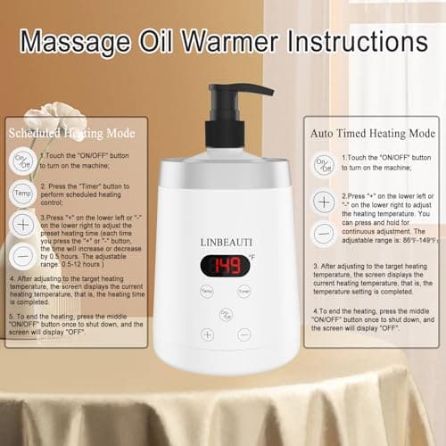LINBEAUTI Massage Oil Warmer Bottle Professional Lotion Heater for SPA, Automatic Heated Lotion Cream for Salon, Barber Shops, Home, with Two Oil Bottle Dispenser - Thumbnail 4