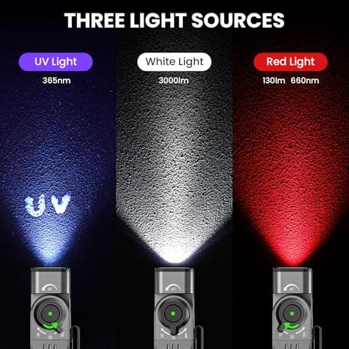 sofirn ST2 Multi-Light Rechargeable Flashlight, 3000 Lumens White Light with 660nm Red & 365nm UV, USB-C Charging, 90° Rotating Head, Magnetic Tail & Large Clip, IPX6 Waterproof for Work & Outdoor - Thumbnail 2