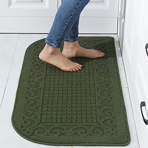 COSY HOMEER 39X20inch Anti Fatigue Kitchen Rug Mats are Made of 100% Polypropylene Half Round Rug Cushion Specialized in Anti Slippery and Machine Washable,Green - Image 1