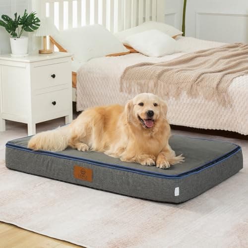 LIORCE Orthopedic Memory Foam XXL Dog Bed - 6" Thick Beds for Extra Large Sized Dog - Waterproof Removable Washable Cover & Wrap-Around Zipper - Ultimate Comfort & Easy Maintenance, Dary Grey - Image 1