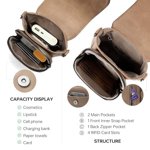 GEMIU Crossbody Phone Purse Small Crossbody Bags for Women Rfid Wallet Purse for Women Apricot - Thumbnail 3