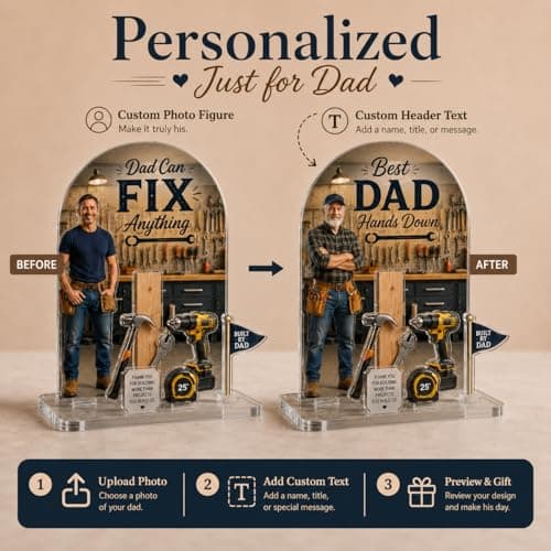 Personalized Acrylic Plaque with Photo, Custom Father’s Day Gift for Dad, First Father’s Day Keepsake, Personalized Acrylic Stand for Dad Husband Grandpa (Repairman) - Thumbnail 2
