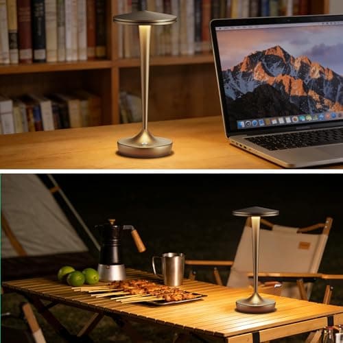 JALVDE Cordless Lamp Rechargeable LED Table Light,48Hrs Battery Operated Table Lamp,Potable Lamp with Stepless Dimming and Waterproof Lamp for Kitchen,Dining,Shower,Outdoor Patio,Camping (1Pbronze) - Thumbnail 5