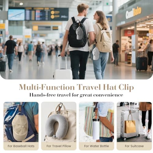Niveaya Hat Clip for Travel - 2PCS, Stylish Hat Clip for Baseball Cap & Snapback Trucker Ponytail Hat, Sturdy Carabiner with Double Lock for Backpack Luggage Bag, Outdoor Vacation Cruise Essentials - Thumbnail 2