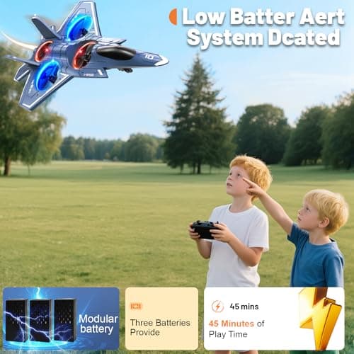 ENJOYFLY Foam Remote Control Airplanes, RC Planes with Light, RC Airplane Fighter Jet for Kids Adults 8-16, 360° Flip, Stunt Roll, Drones for Kids 8-12, Airplane Toy Gifts for Kids Boys - 3 Batteries - Thumbnail 2