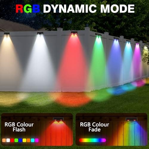 soonanier Solar Fence Lights 9-Color&11 Modes Solar Wall Lights Outdoor Waterproof RGB Solar Light Outdoor for Backyard,Step Railing,Pathway,Patio,Garden,Fence,Wall 8Pack - Thumbnail 3