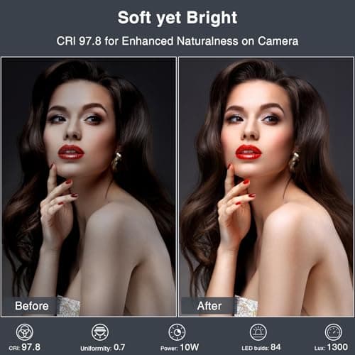 Lighting for Video Calls, 30 Light Modes Video Conference Light, Desk Ring Light with Stand for Webcam, Meetings, Live Stream, Home Office. CRI 97.8 - Thumbnail 2