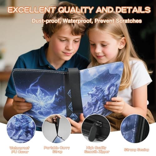 Trading Card Binder 400 Pockets, TCG Card Album for Standard Size Game Cards, Sports Card, Fits 400 Cards with 50 Removable Sleeves, Portable Card Book for Collectors, Glacial Alpha 400p - Thumbnail 2