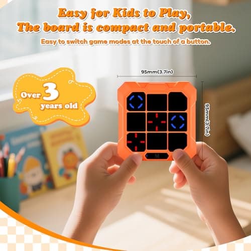 6 in 1 Tic-Tac-Toe Handheld Game for Kids & Teens, 1-2 Players, Rechargeable Electronic Travel Board with 6 Games, Light Up Memory Game & Whack a Mole, Fidget Puzzle Toys for Boys Girls Age 6-12+ - Thumbnail 5