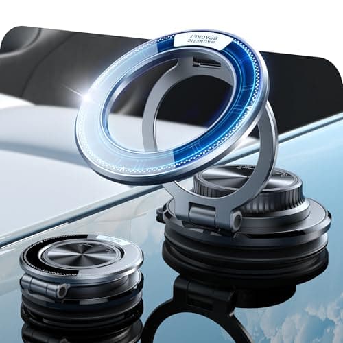 ETODBUWS Ultra-Thin Vacuum Magnetic Car Phone Holder for MagSafe[108+LBS Strongest Suction & 3000gf Strongest Magnetic],360°Adjustable Suction Cup Phone Mount for Car,Gym,Mirror,Men Women-Black - Image 1